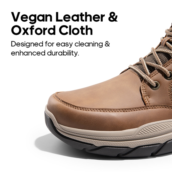 Men's Lightweight Vegan Leather Hiking Boots - LIGHT BROWN - 7